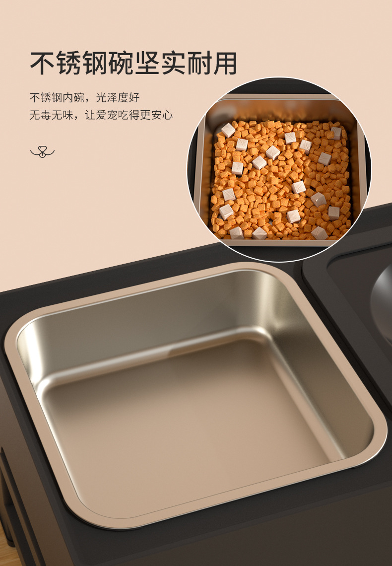 宠物碗不锈钢碗折叠多功能狗狗食盆猫咪水碗高架狗碗双碗宠物用品详情6