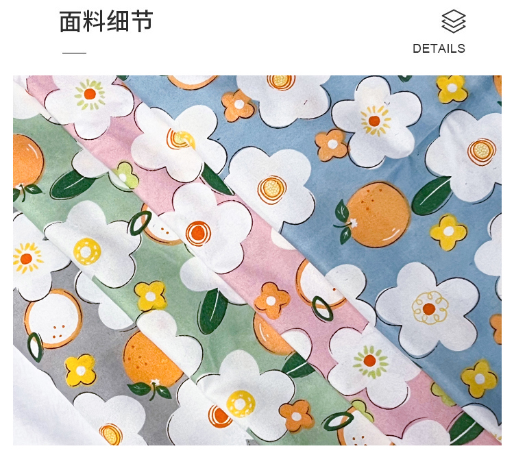 Polyester plain weave peach skin velvet printed matte fabric, floral print, floral dress, home wear, decorative fabric, bedding fabric pic 4