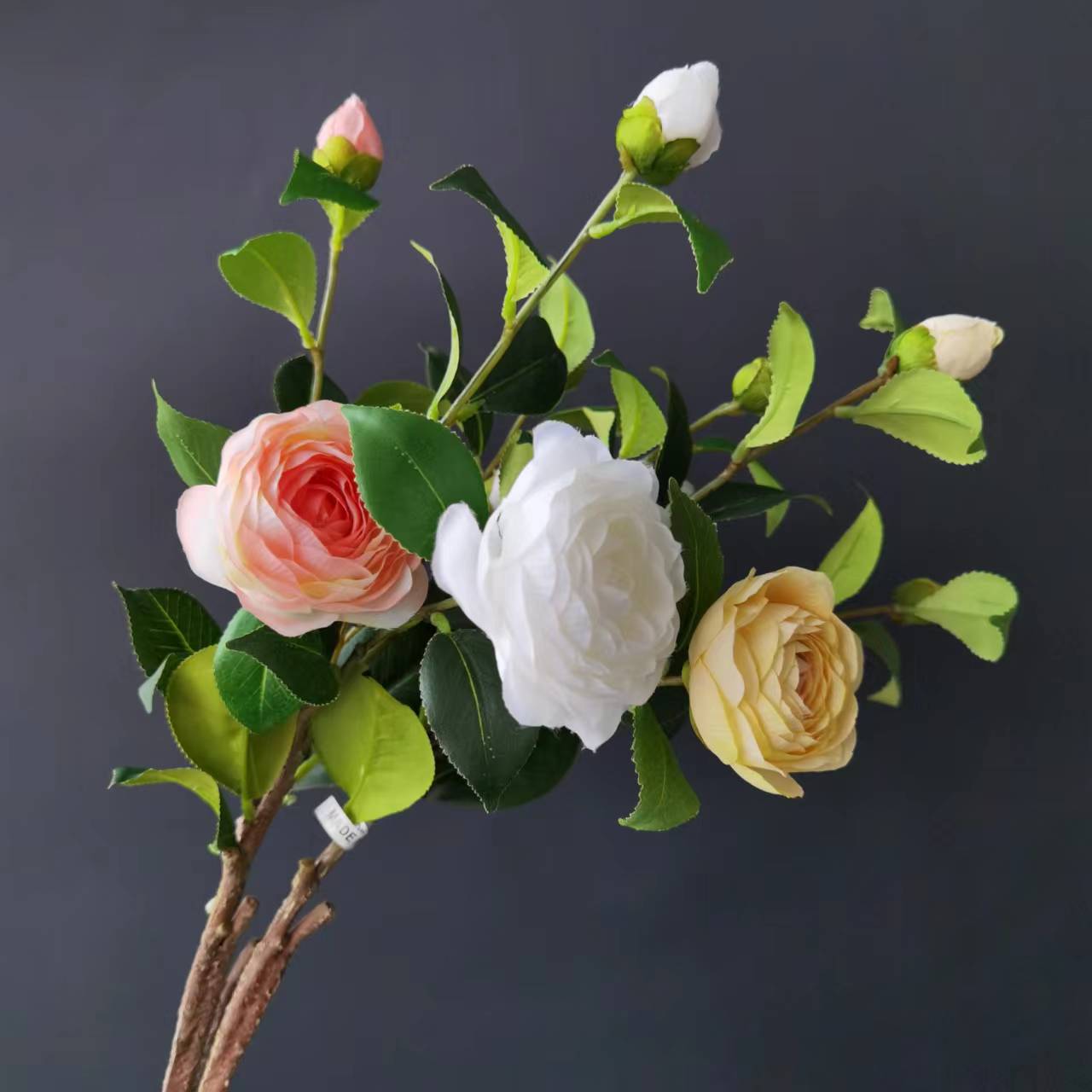 万意仿真月季玫瑰假花茶花家居客厅插花摆件婚庆布置酒店茶几装饰软装设计