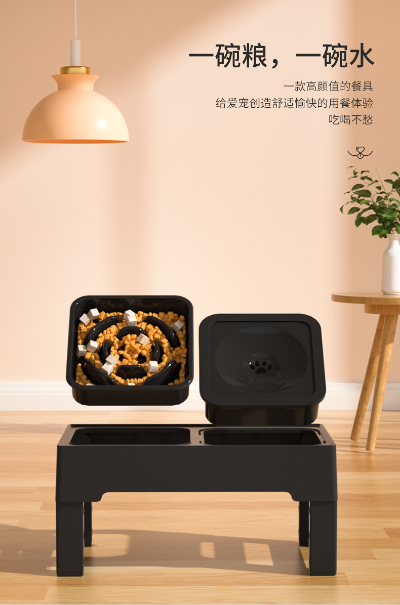 宠物碗不锈钢碗折叠多功能狗狗食盆猫咪水碗高架狗碗双碗宠物用品详情3