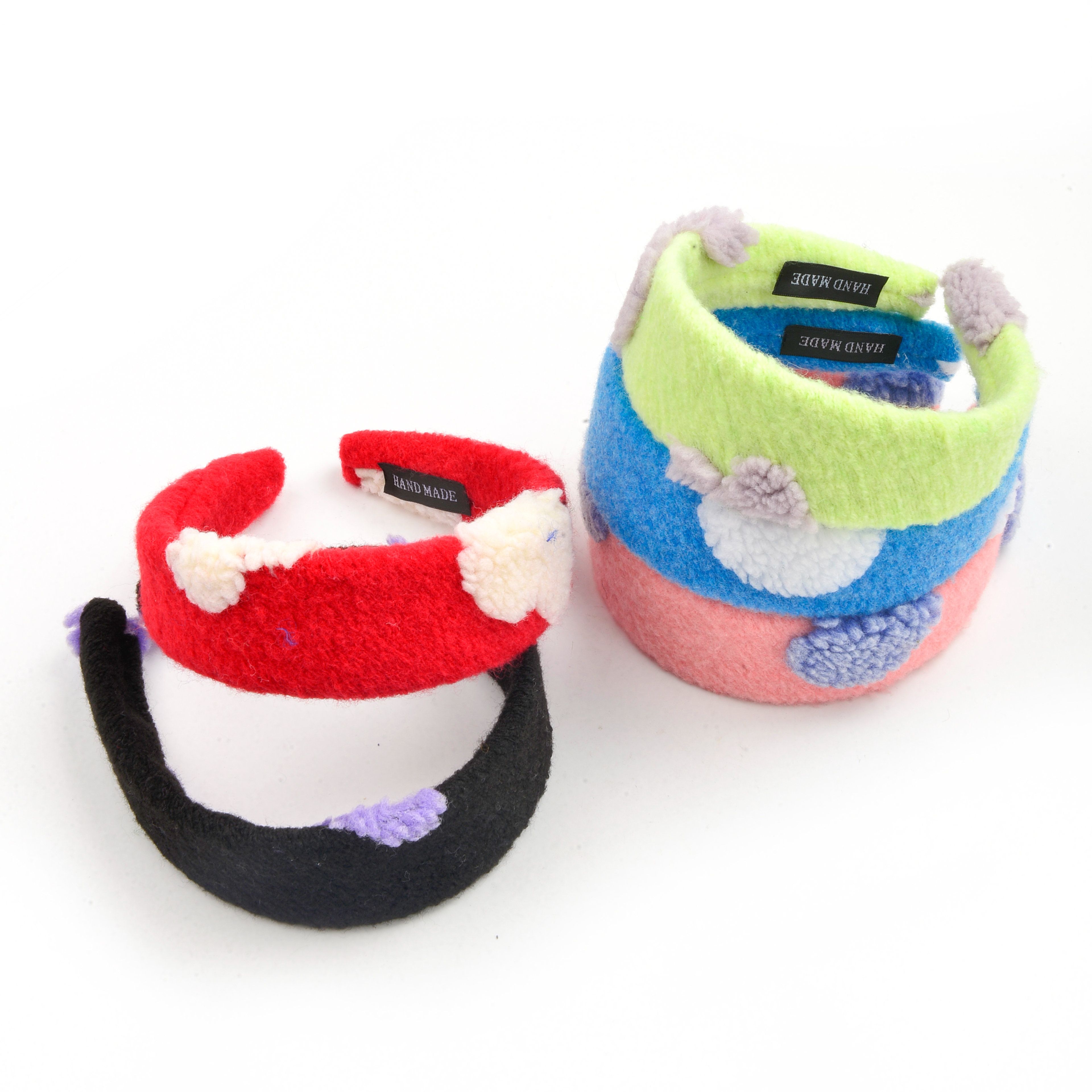 The Korean version of the colorful heart-shaped plush sheep-like hair band is sweet and cute. The wide headband is a fashionable hair accessory pic 1