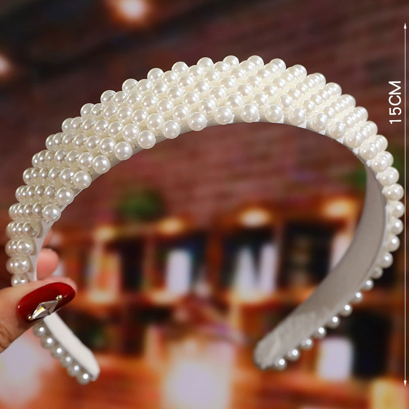 FLY1870 Korean version of the internet-famous handcrafted hair accessory, simple and versatile, facial wash headband, bow pearl headband, wedding bridesmaid headwear