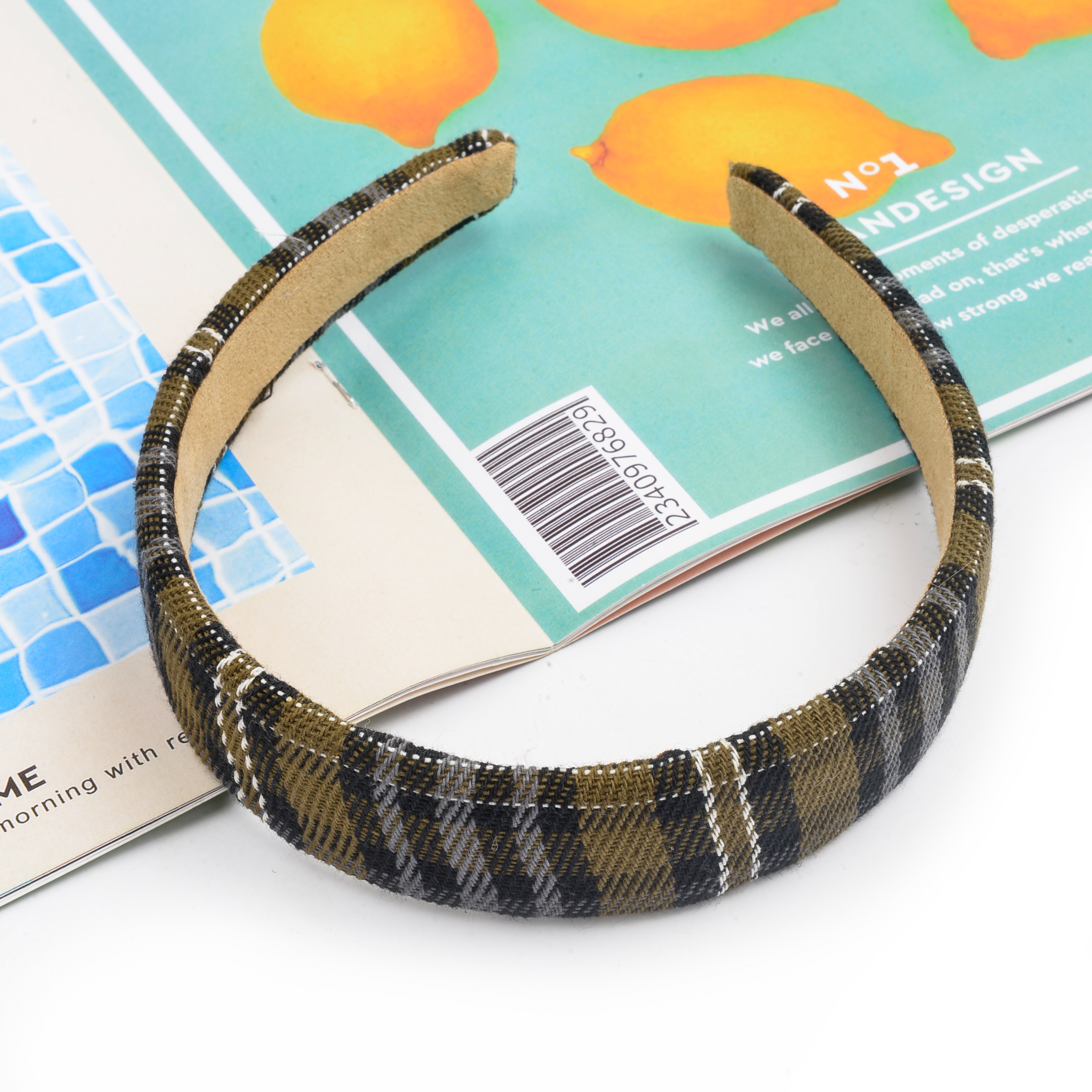 Retro BM style girl checkered hair band, simple and versatile, school headband, hair clip for going out, Japanese and Korean hair accessories pic 2