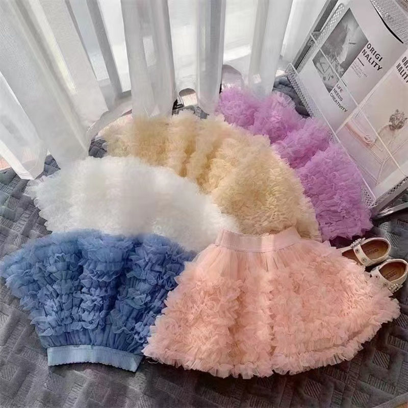 Chemical fiber gauze skirt for girls full figure