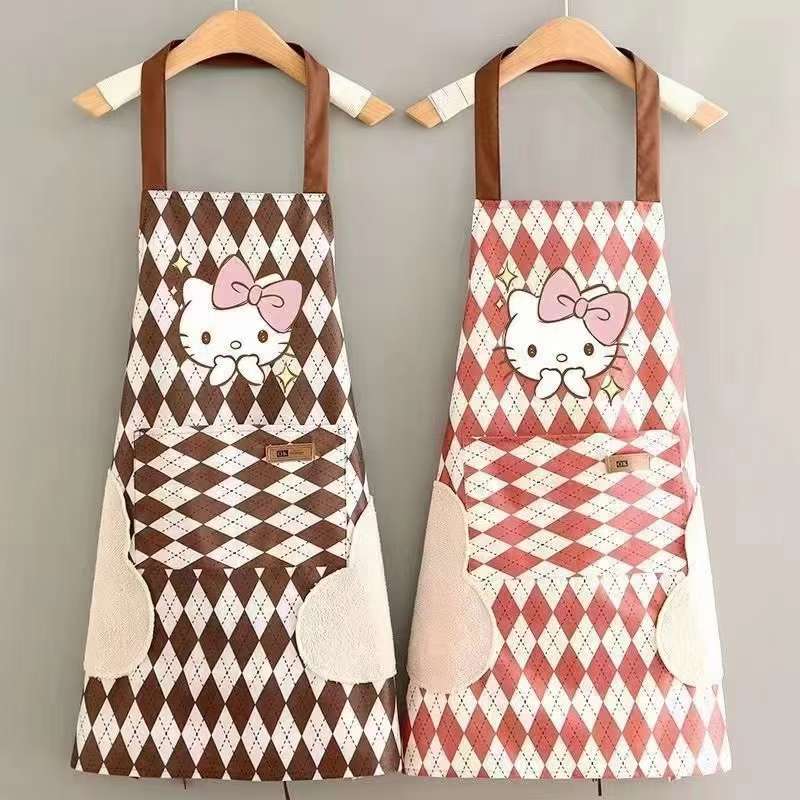 New Kitten Hand Wipe Apron Fashion New Cooking Apron Home Kitchen Net Red Fashion Waist Girdle Women Waterproof And Oil Resistant full figure