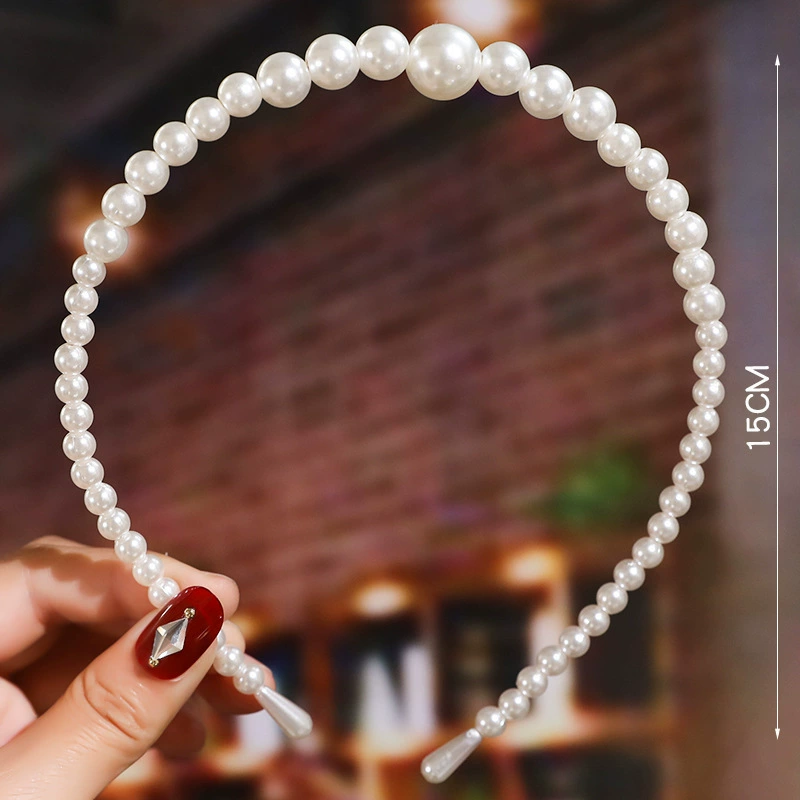 FLY1876 Korean version of the popular handcrafted hair accessory, simple and versatile, facial wash headband, bow pearl headband, wedding bridesmaid headwear Specification image