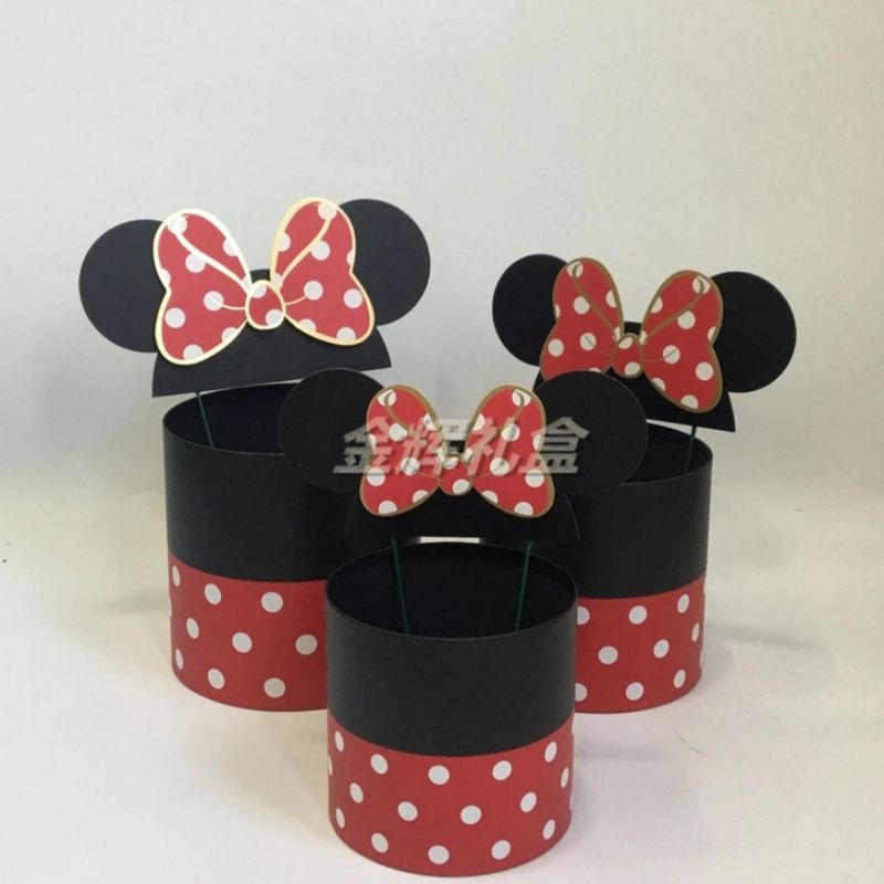 Jinhui Gift Box Creative Gift Box Cartoon Mickey Mouse Cylinder Flower Box 3-Piece Gift Box Gift Box details Picture