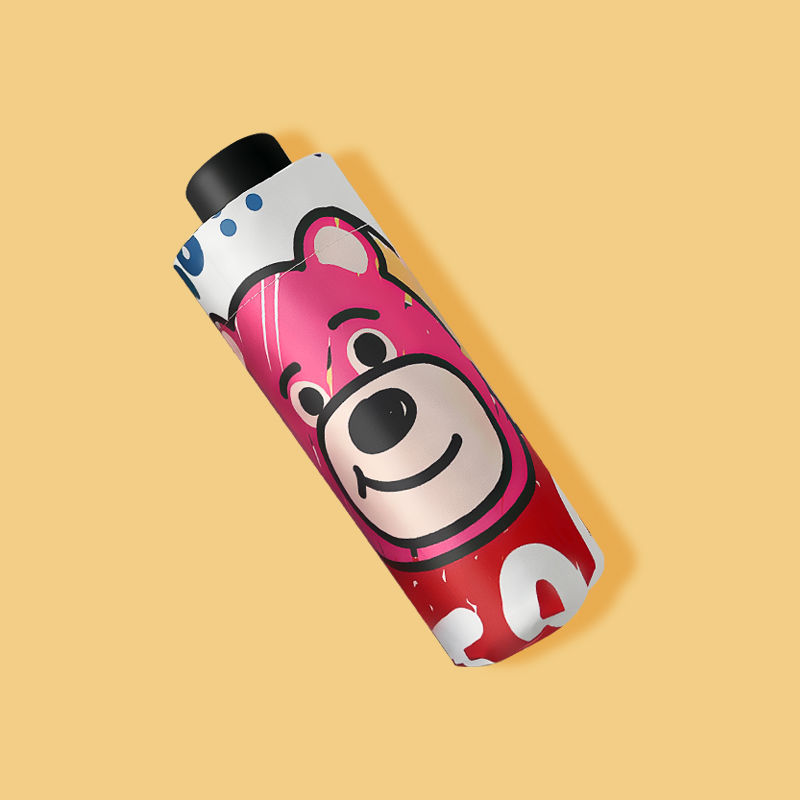 草莓熊儿童雨伞自动折叠晴雨伞防紫外线可爱涂鸦安全防回弹小学生卡通伞