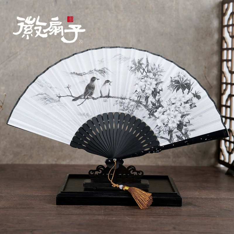 7 Inch High-End Women's Folding Fan Men's Folding Fan Chinese Style Folding Fan Summer Luxury Gift Folding Fan Dance Folding Fan Manual Folding Fan Traditional Craft Folding Fan details Picture