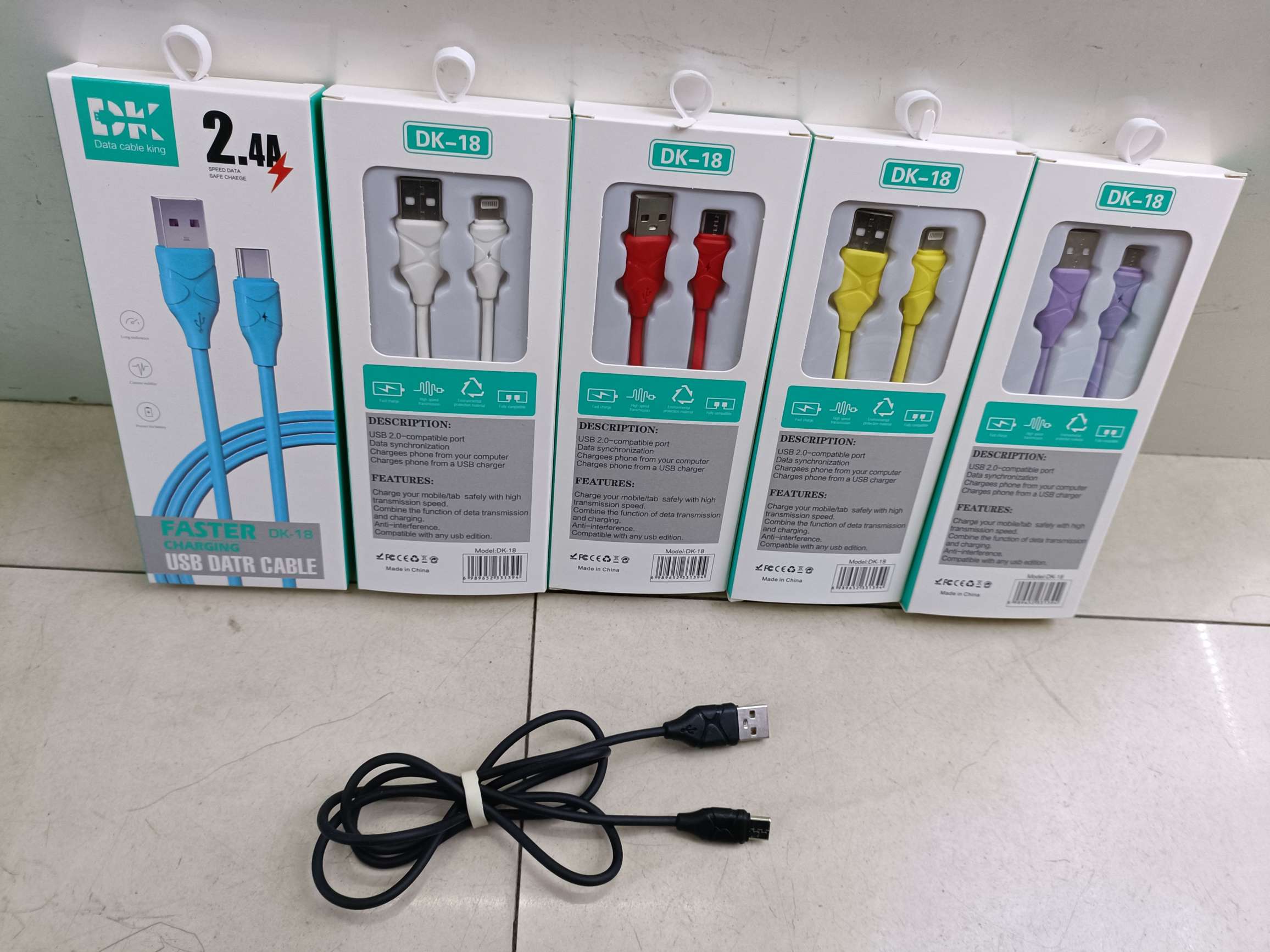Macaron fast charge data cable Mobile phone data cable TPE line one meter line full figure