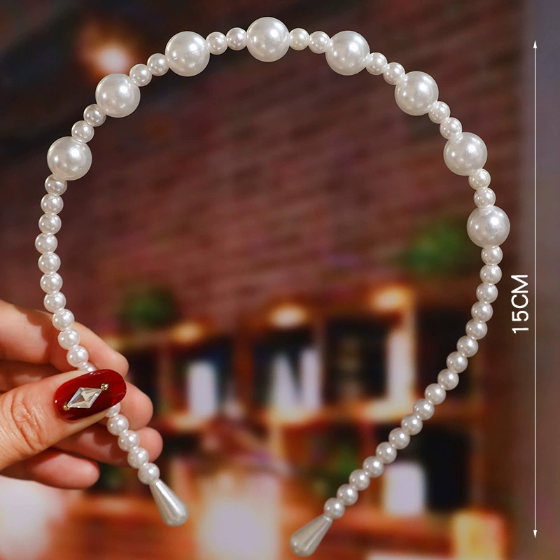 FLY1868 Korean version of the internet-famous handcrafted hair accessory, simple and versatile, facial wash headband, bow pearl headband, wedding bridesmaid headwear