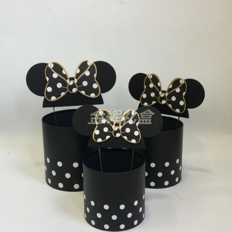 Jinhui Gift Box Creative Gift Box Cartoon Mickey Mouse Cylinder Flower Box 3-Piece Gift Box Gift Box Item Picture