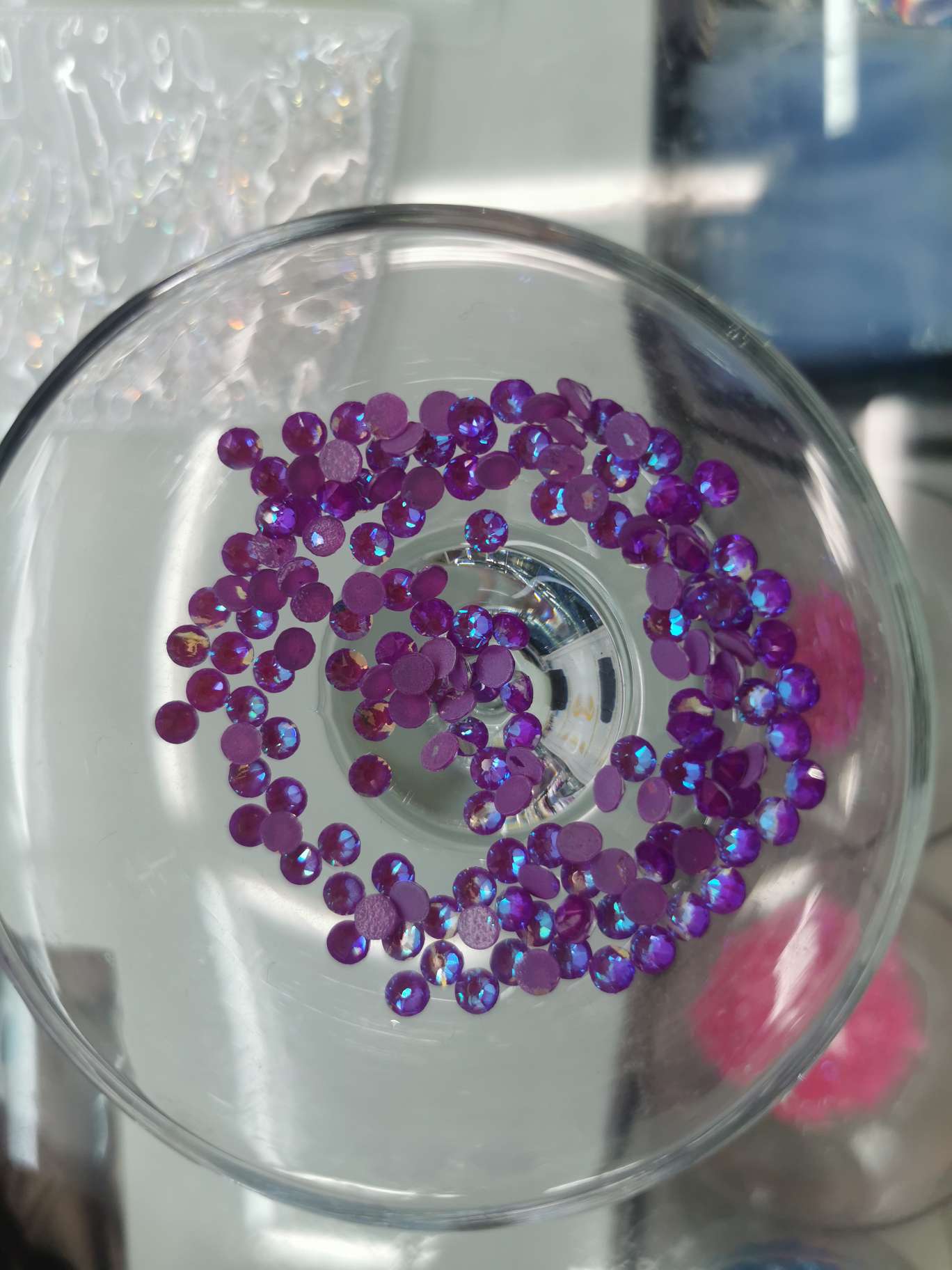 Manufacturers Direct Sales Boutique Fluorescent Ab Diamond Imitation Ao Diamond Nail Drill Deep Purple Resin Hot Drill