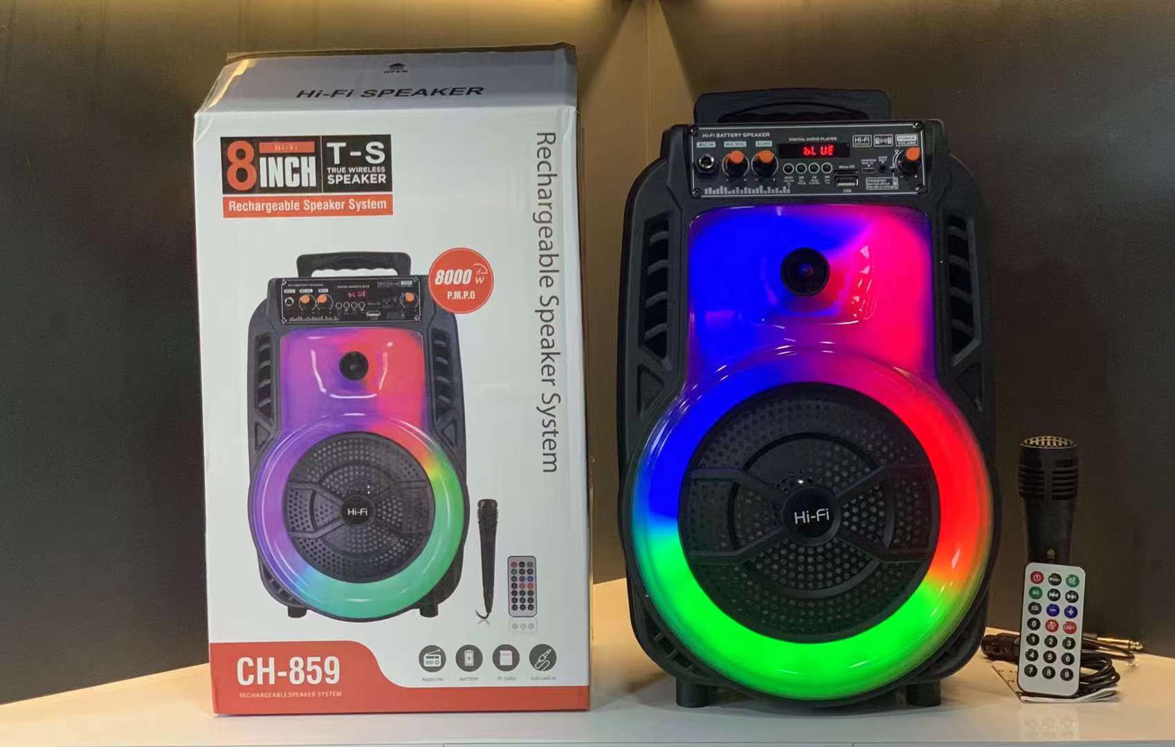 CH-859 8寸系列便携式音箱蓝牙无线音响收音机有线麦