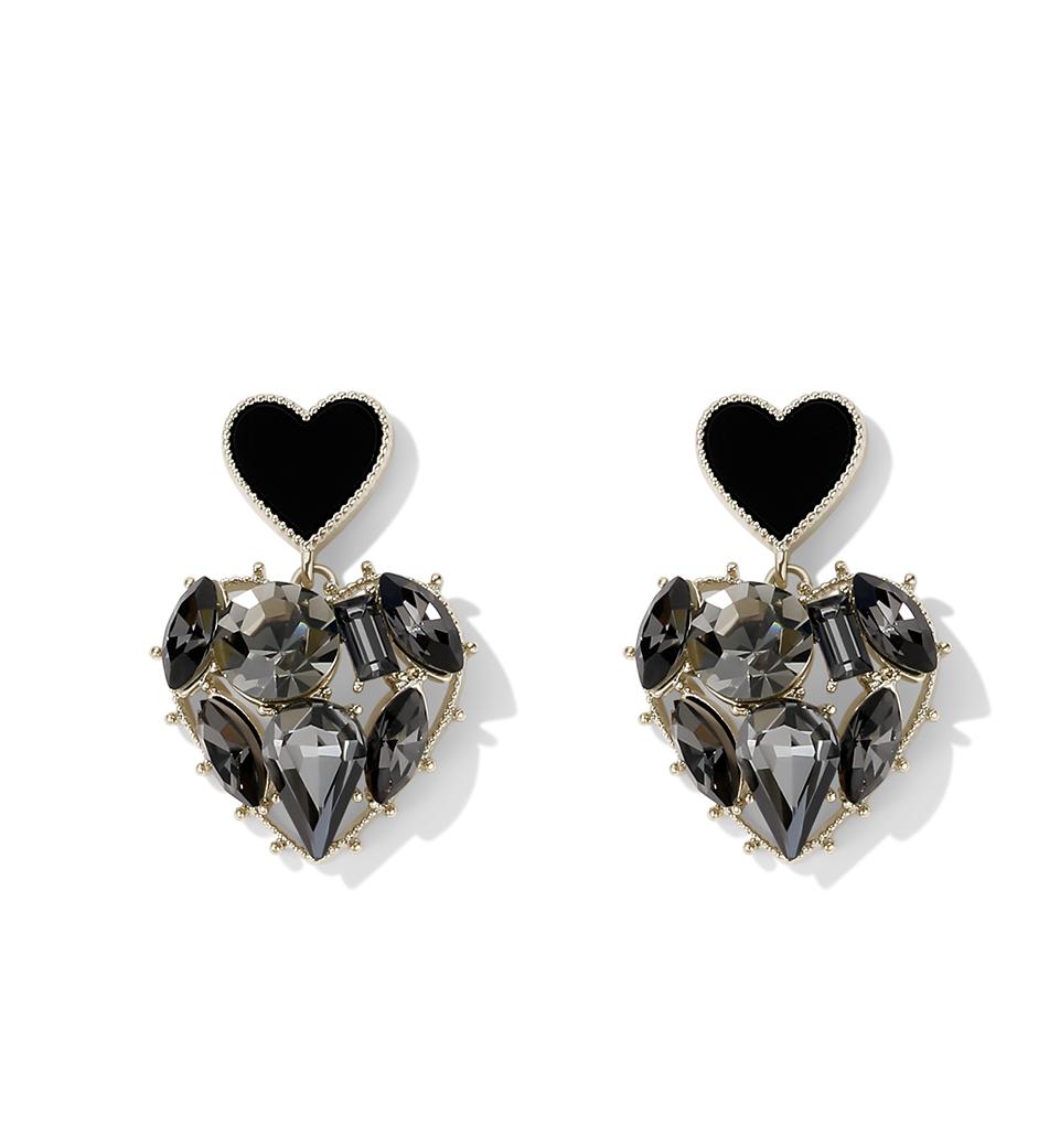 Black love earrings 2023 new temperament ear clip niche design sense earrings advanced stud earrings -0101 good beautiful accessories thumbnail