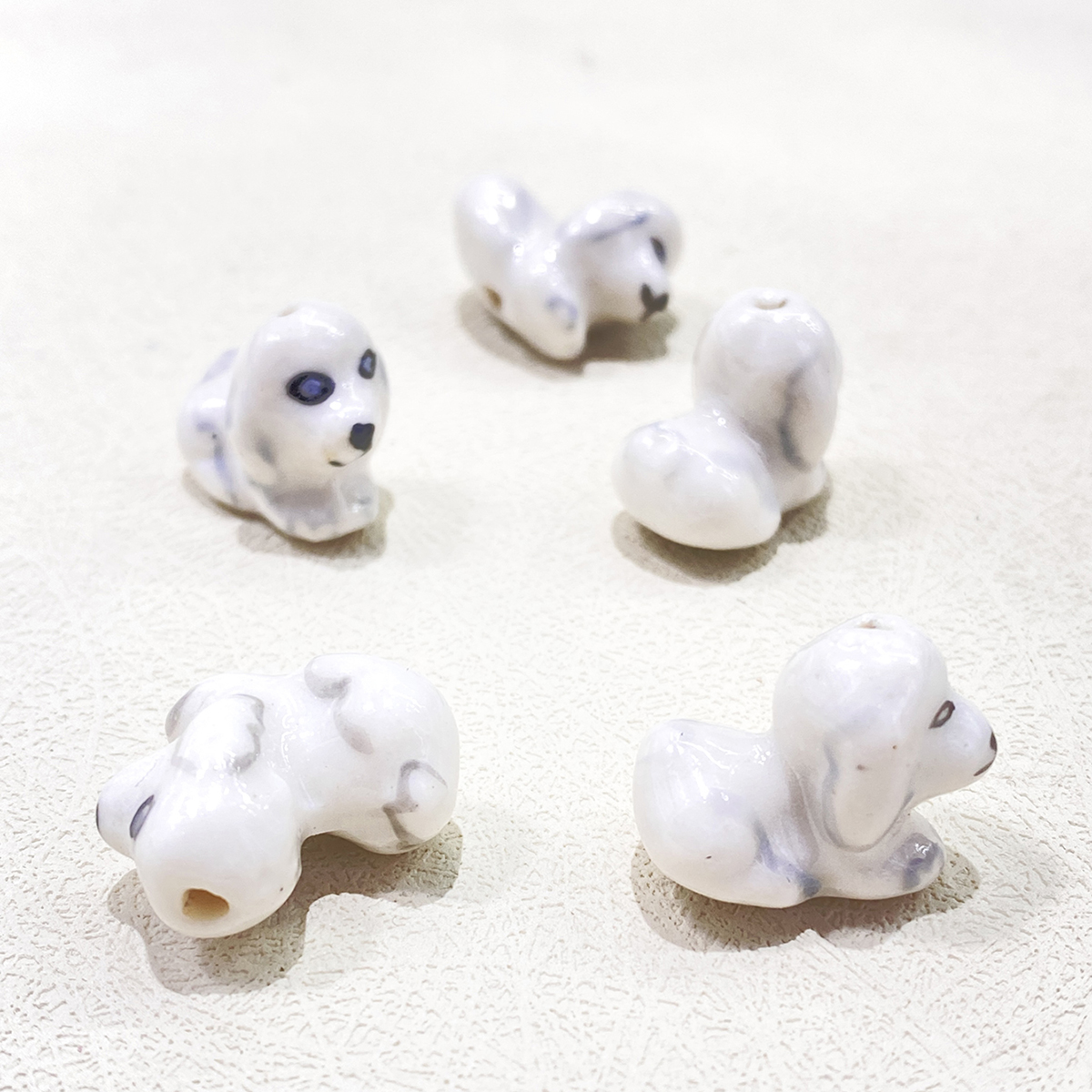 Small Ceramic Dog Hand-Painted Loose Beads
