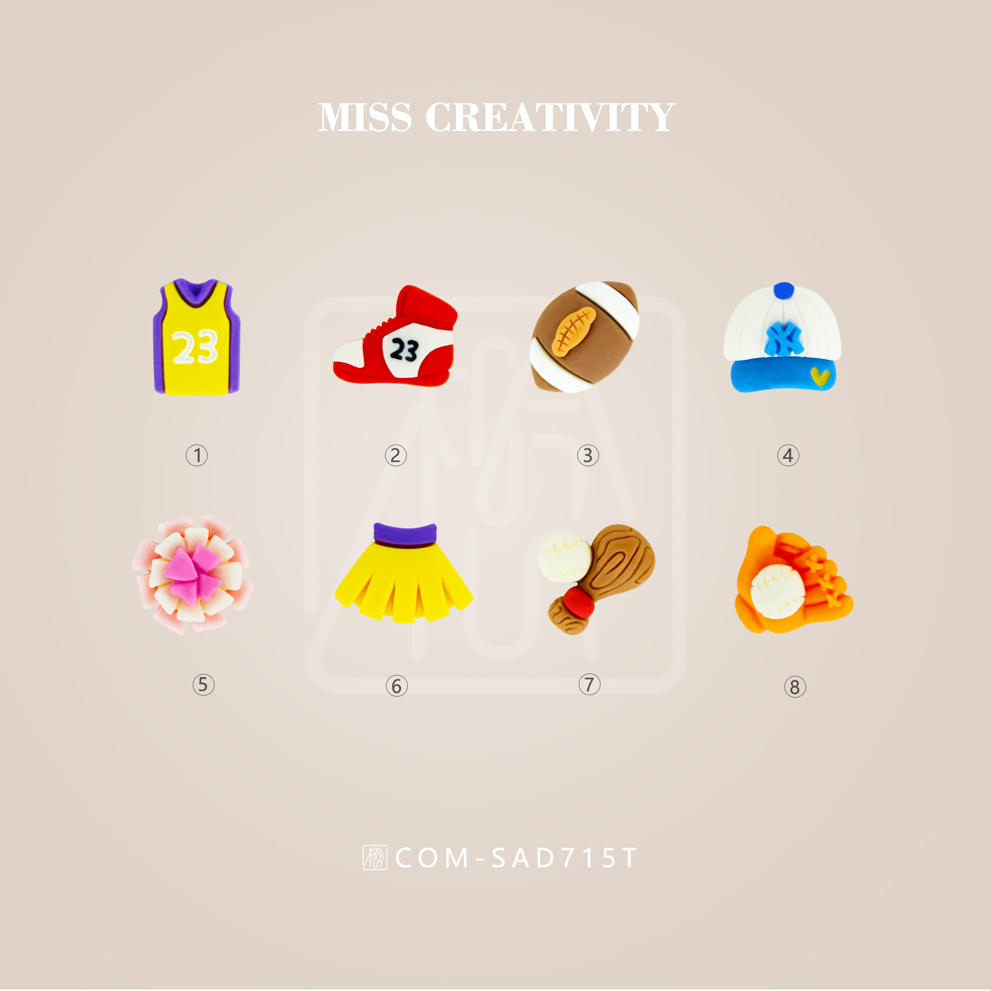 Miss Creative Accessories Wholesale Resin Crafts Refrigerator sticker Key chain Glasses case Water cup Patch Headdress Hair rope clip Hat accessories SAD751 thumbnail