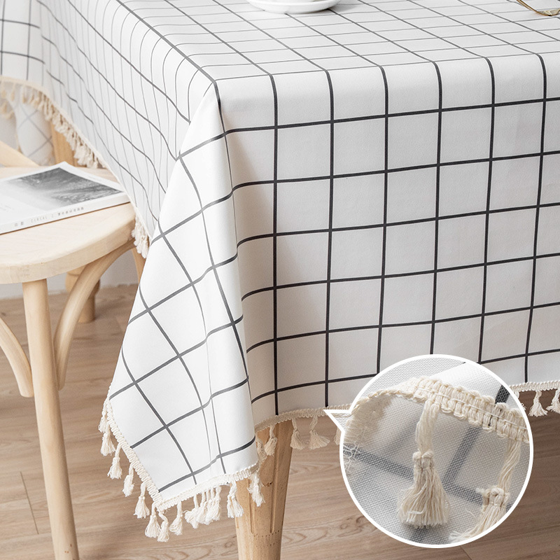 Japan and South Korea cotton linen tablecloth waterproof oil anti-ironing free wash home restaurant senior sense rectangular fabric wholesale thumbnail