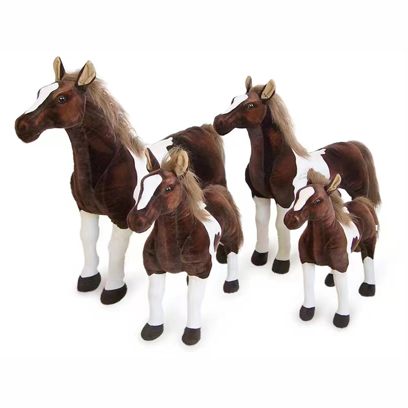 Plush animal, large-sized simulation horse standing posture, brown spotted horse, Children's Day toy gift, quality guaranteed, wholesale in stock pic 4