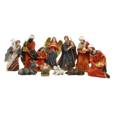 欧式创意个性复古圣诞节摆件节庆礼品彩绘圣诞礼品树脂马槽组套装