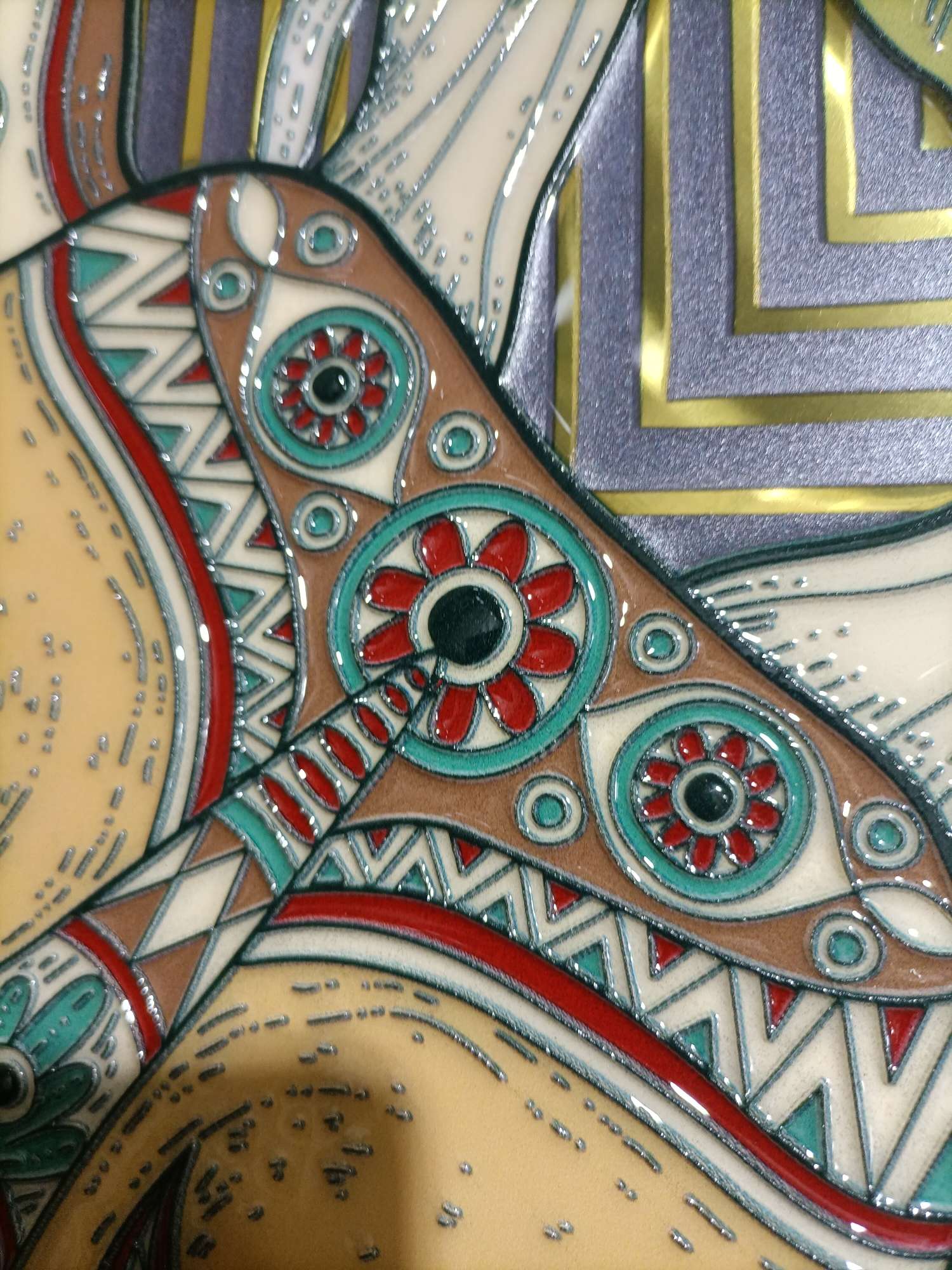 100*100 Glaze Relief Seven-Color Fulu Craft Decorative Painting Selection Of Special Metal Aluminum Plate Carefully Made Natural Embossing Process Technology To Show Luxury Application Scenario