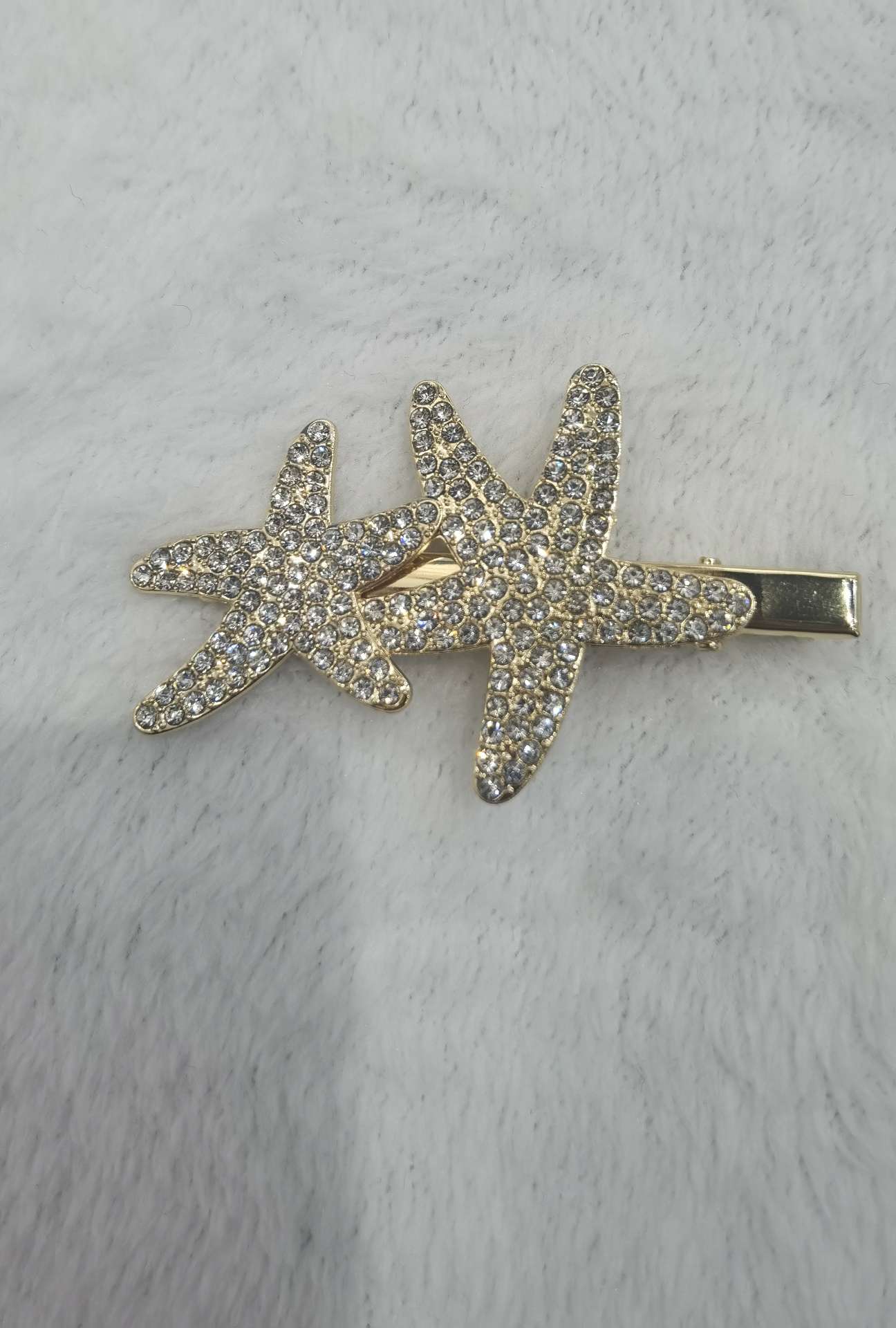 Burst Imported Rhinestone Duck Clip, Gold And Silver Two Color Lovely Beautiful Rhinestone 12 Rhinestone Duck Clip