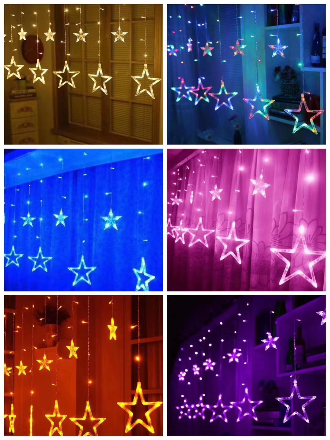 LED星星彩灯满天星窗帘灯门帘灯圣诞装饰商场装饰场景布置