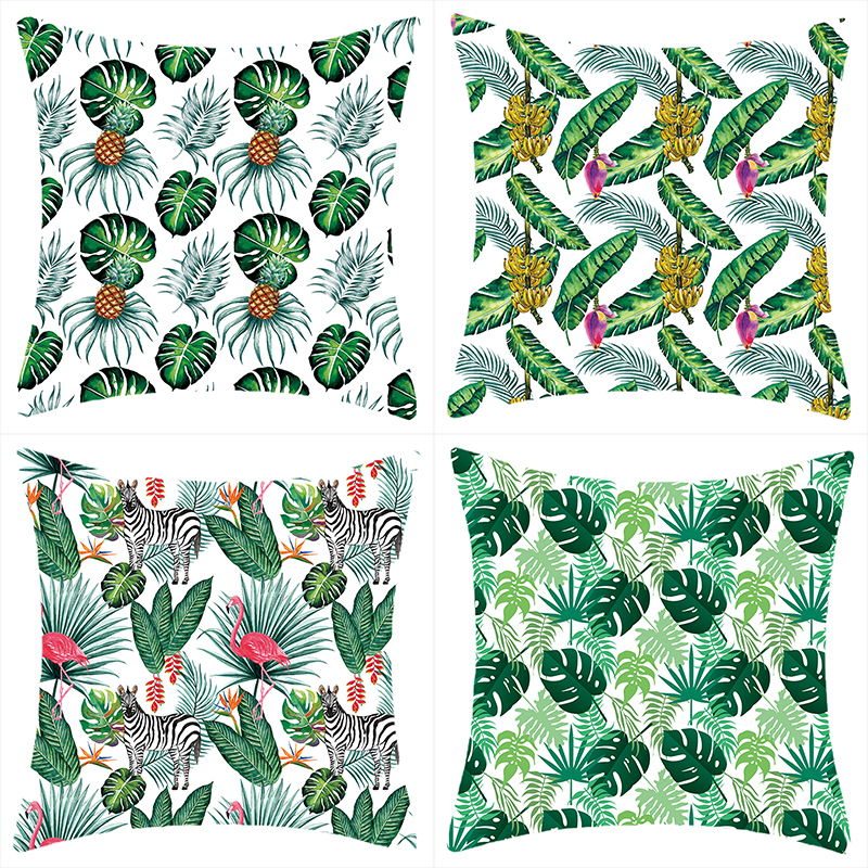 ins net red green plant throw pillow cross-border new printed throw pillow fashion cloth art small fresh short plush pillow thumbnail