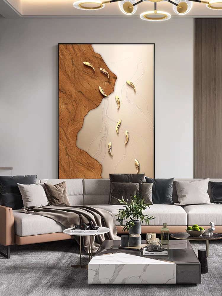 3D Three-Dimensional Nine Fish Picture Entrance Porch Decorative Painting Means A Good Modern Simple Living Room Hallway Senior Sense Hanging Painting details Picture