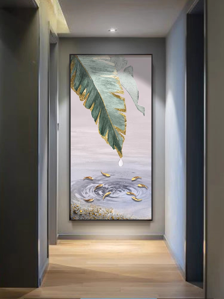 New Chinese Style True Gold Leaf 3D Nine Fish Map Corridor Vertical Version Wall Hanging Painting details Picture