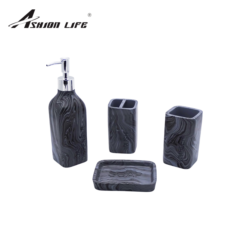 Perfume And Ink Bath Four-Piece Set Bathroom Toiletries Lotion Bottle Mouthwash Cup Toothbrush Holder Soap Box Hotel Bath Suite Resin Four-Piece Set
