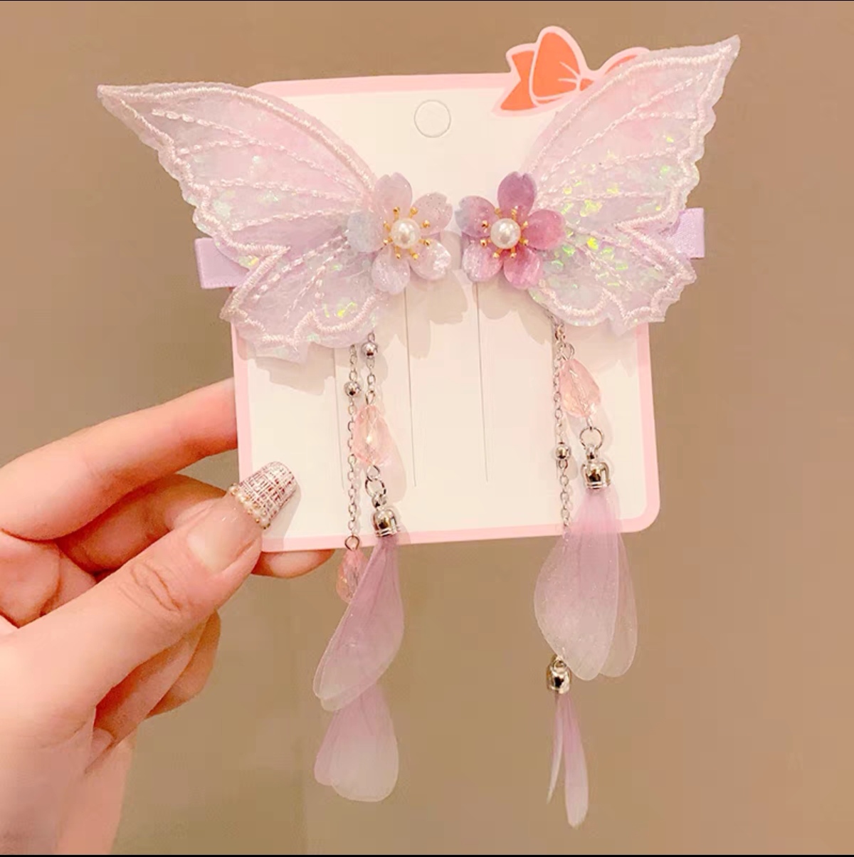 Children's Antique Butterfly Wings Fringe Hair Clip Hair Accessories Chinese Style Baby Girl Hanfu Headwear Performance Accessories details Picture
