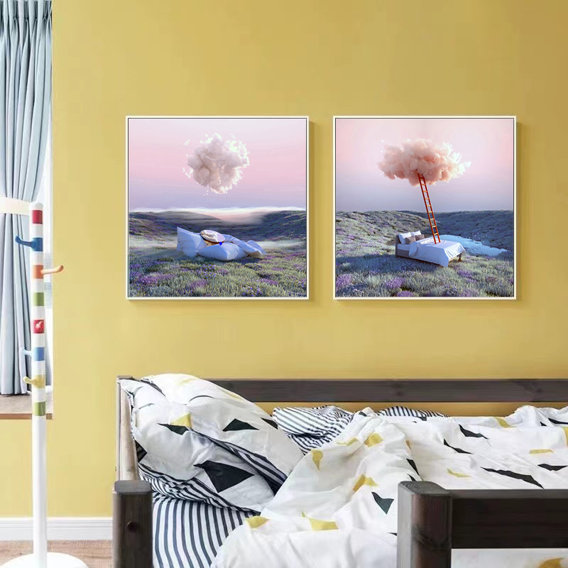 Modern Simple Style Diptych Light Luxury Abstract Hanging Picture Cartoon Character Background Living Room Sofa Dining Room Porch Background Wall Decoration Mural Item Picture