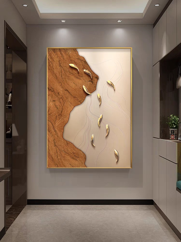 3D Three-Dimensional Nine Fish Picture Entrance Porch Decorative Painting Means A Good Modern Simple Living Room Hallway Senior Sense Hanging Painting Specification drawing