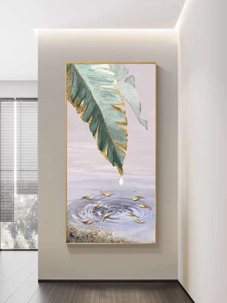 New Chinese Style True Gold Leaf 3D Nine Fish Map Corridor Vertical Version Wall Hanging Painting Specification drawing