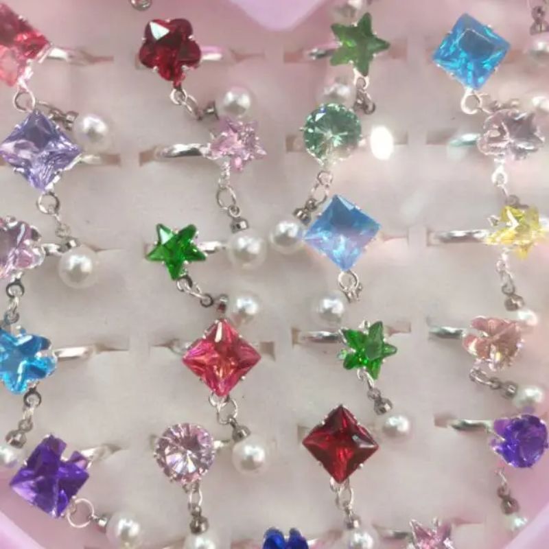 儿童戒指公主儿童好看水晶宝石戒指女孩可爱卡通饰品礼盒女童钻石戒指