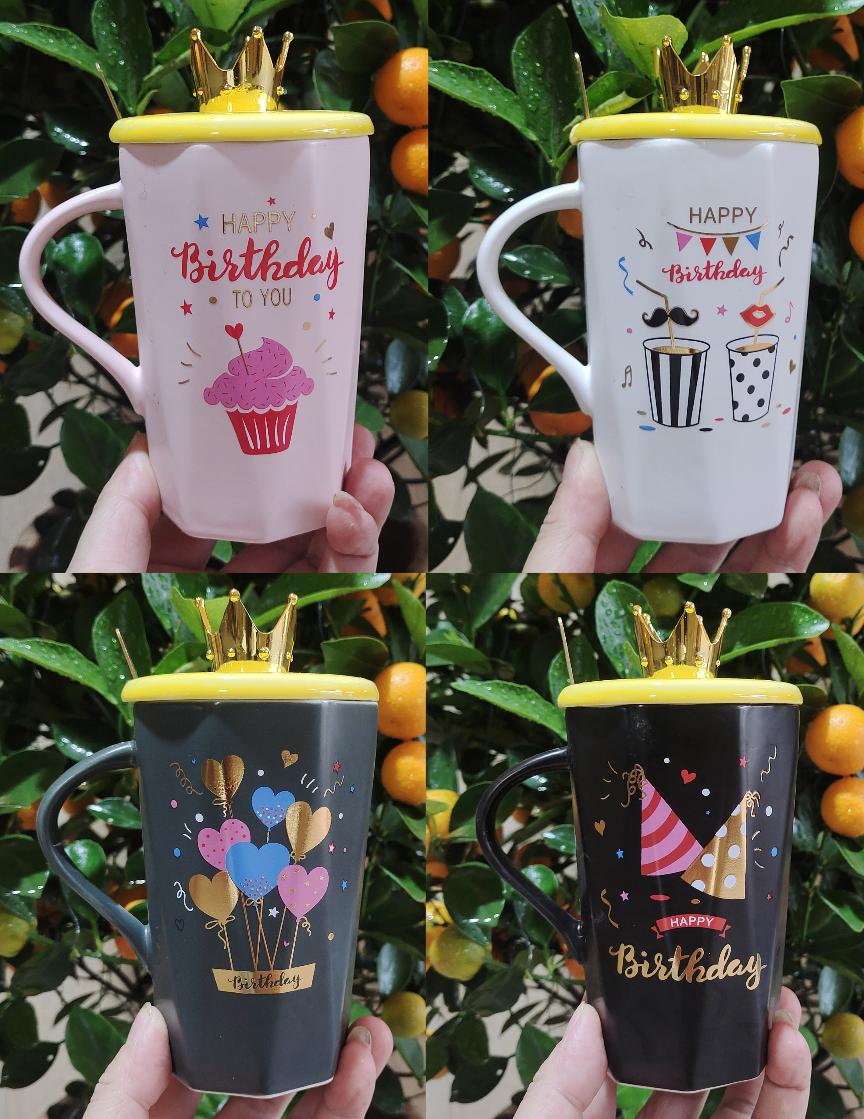 Office Water High Appearance Horizontal Wind Ceramic Mug Cartoon Pattern Ceramic Cup Home Milk Cup Water Cup Student Cup Gift Cup With Gift Cup Lid Spoon details Picture