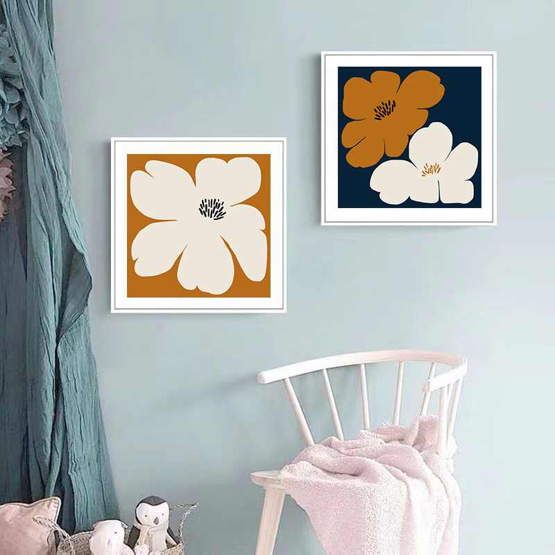 Modern Simple Style Diptych Light Luxury Abstract Hanging Picture Cartoon Character Background Living Room Sofa Dining Room Porch Background Wall Decoration Mural