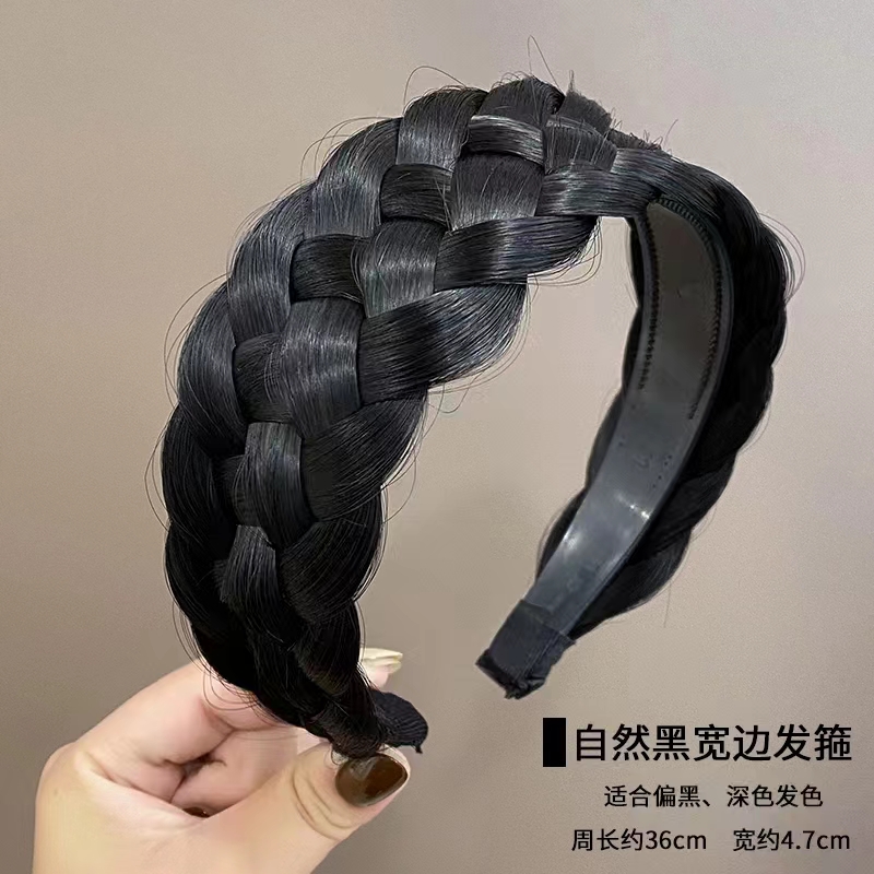 鱼骨辫假发发箍一体麻花辫高颅顶头  箍带齿防滑发卡网红发带女头饰