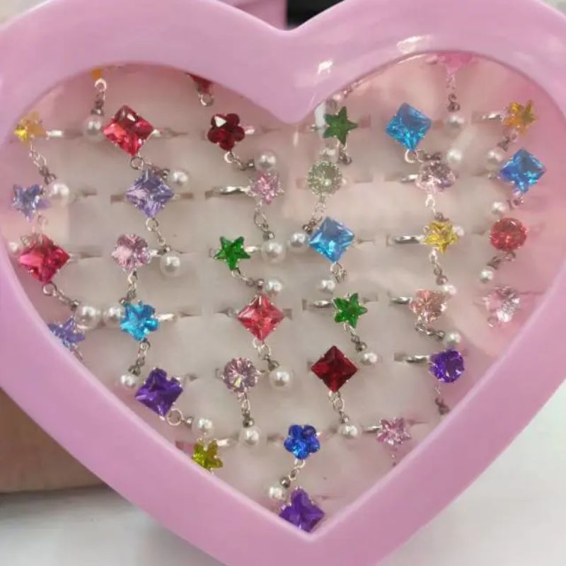 儿童戒指公主儿童水晶宝石戒指女孩可爱卡通饰品好看礼盒女童钻石戒指