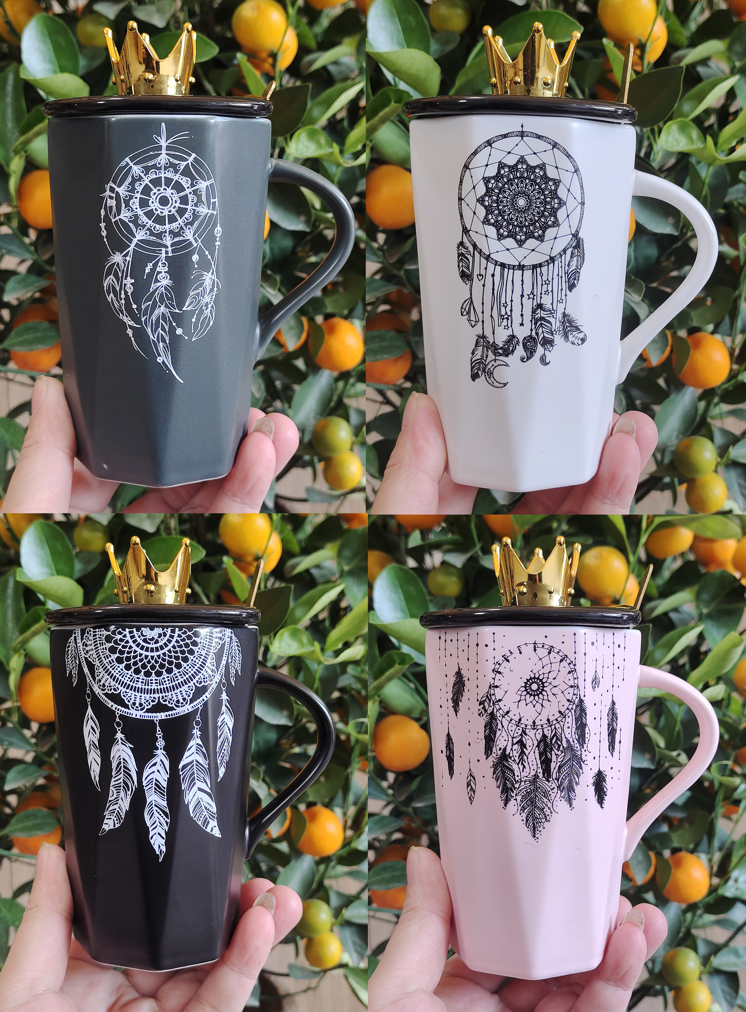 Office Water High Appearance Horizontal Wind Ceramic Mug Cartoon Pattern Ceramic Cup Home Milk Cup Water Cup Student Cup Gift Cup With Gift Cup Lid Spoon