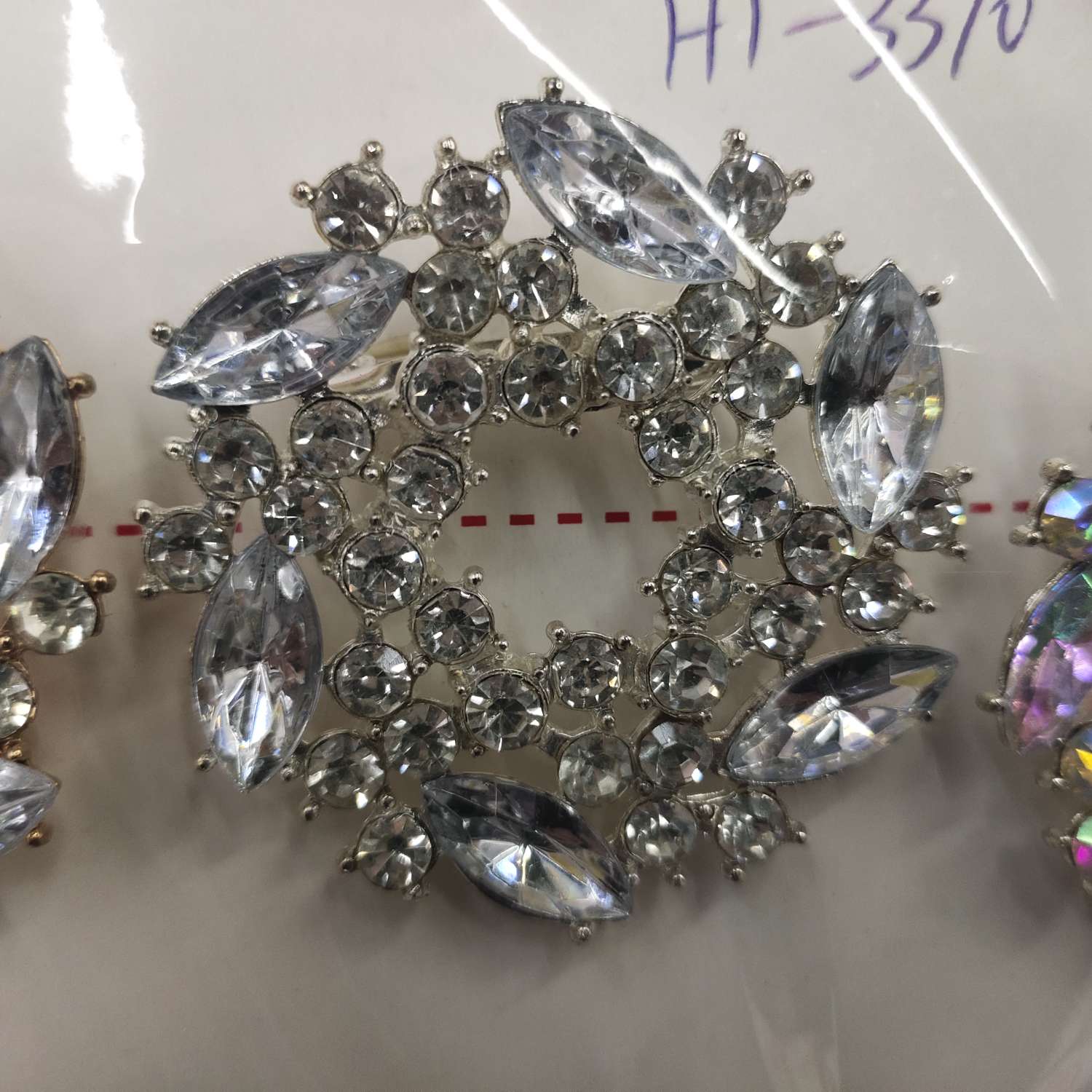 Plated Brooch Gold Base Ab Diamond, Silver White Diamond details Picture