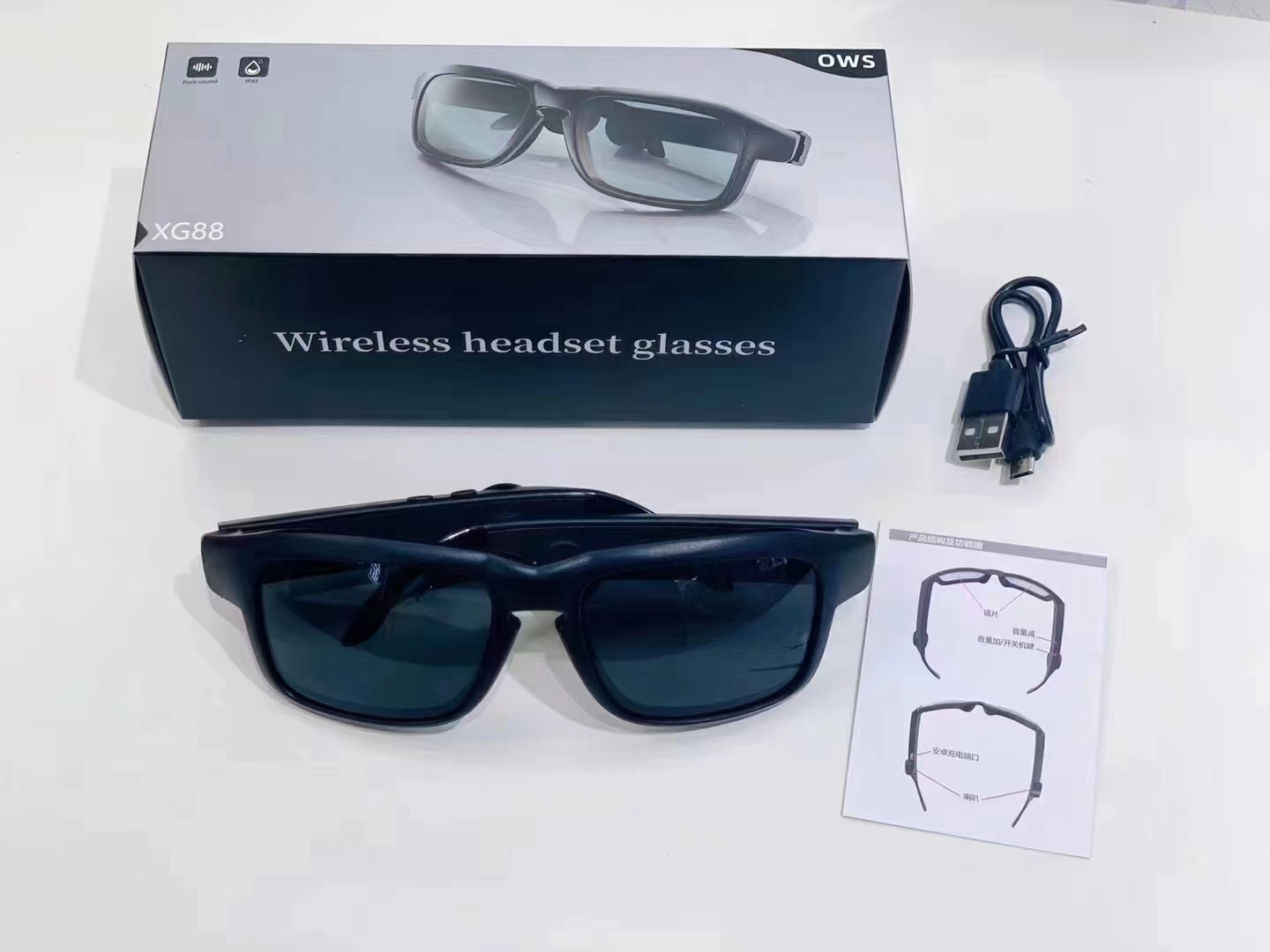 Wireless Bluetooth headphones, glasses, bone conduction headphones for both men and women pic 4