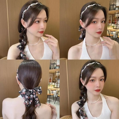 Solid Color Headband Exaggerated Wide Edge Headband Female Pearl Flannelette Headband Temperament Fashion New Solid Color Hair Accessories Manufacturers Wholesale Headband