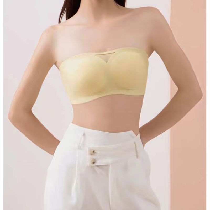 Dreamy red and pink seamless lingerie for women, small breasts gather to look larger, no shoulder straps, anti-slip, no steel rings, thin invisible strapless bra Specification image