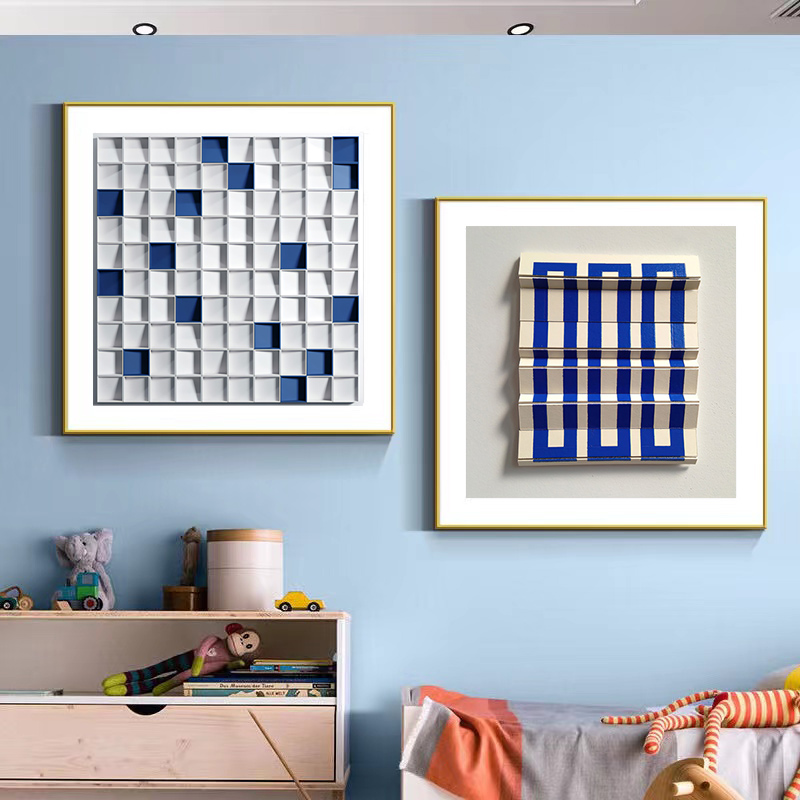 Modern Simple Style Diptych Light Luxury Abstract Hanging Picture Cartoon Character Background Living Room Sofa Dining Room Porch Background Wall Decoration Mural details Picture