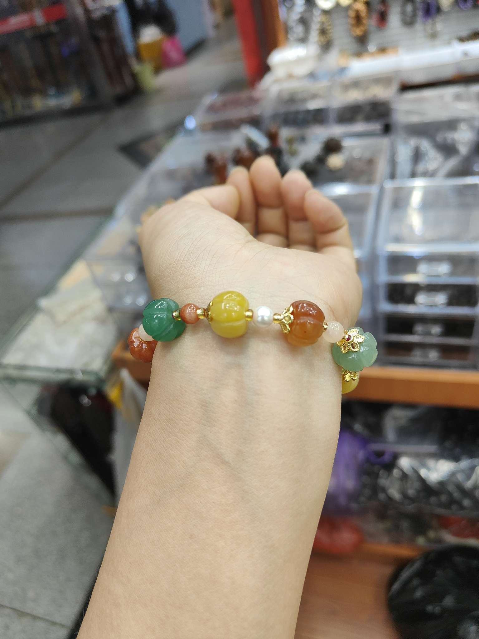 Natural/Gold/Silk/Jade/Pumpkin/Bracelet产品图