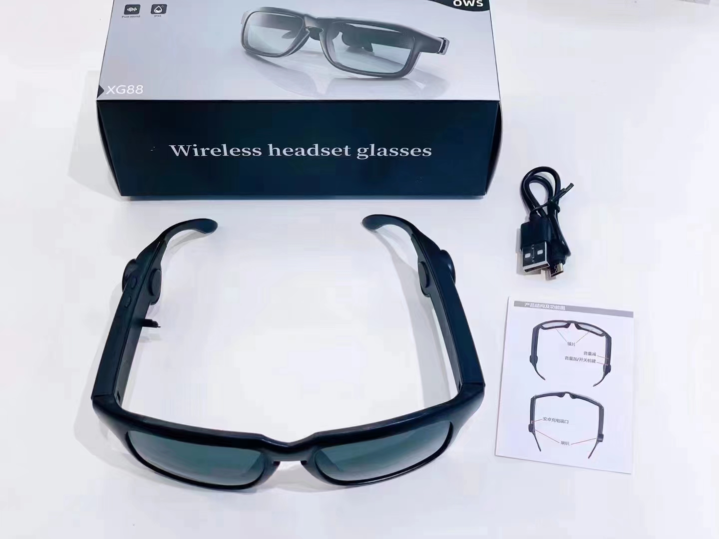 Wireless Bluetooth headphones, glasses, bone conduction headphones for both men and women pic 3