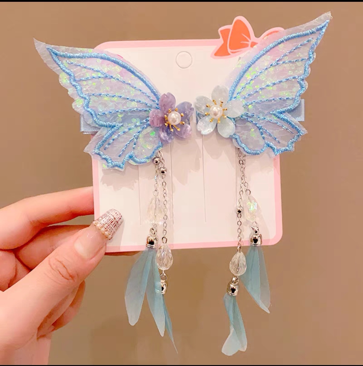 Children's Antique Butterfly Wings Fringe Hair Clip Hair Accessories Chinese Style Baby Girl Hanfu Headwear Performance Accessories