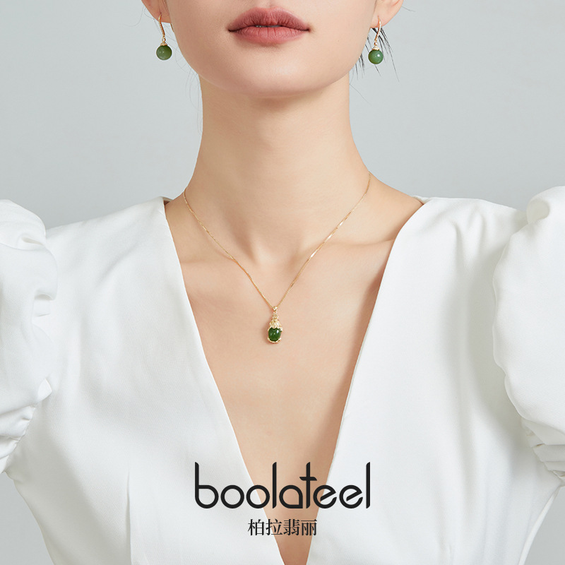 Beratek S925 silver natural Hetian jade jade pixiu national wind name clan wind necklace collar bone chain wholesale source factory details Picture
